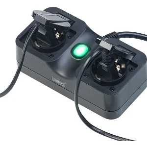 Luminea Home Control Alexa Steckdosen Aussen:2er-Set 2-fach-WLAN-Outdoor-Steckdose, App, Sprachsteuerung, 16A, IP44 27
