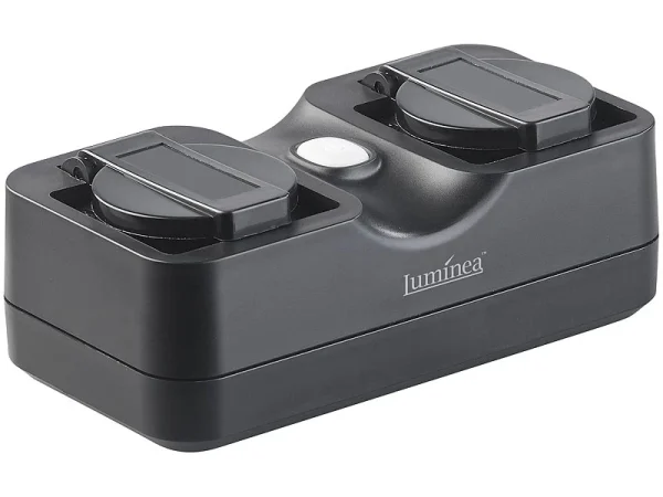 Luminea Home Control Alexa Steckdosen Aussen:2er-Set 2-fach-WLAN-Outdoor-Steckdose, App, Sprachsteuerung, 16A, IP44 9