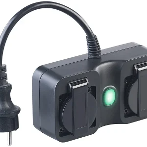 Luminea Home Control Alexa Steckdosen Aussen:2er-Set 2-fach-WLAN-Outdoor-Steckdose, App, Sprachsteuerung, 16A, IP44 17