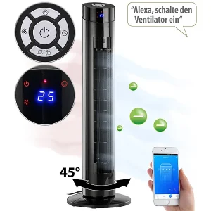 Sichler Turm-Lüfter-Ventilator:Turmventilator, Ionisator, WLAN & App, Siri, Versandrückläufer 27