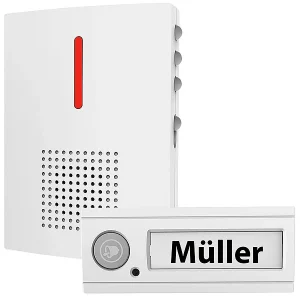 CASAcontrol Funkgong:Funk-Türklingel + 2 Empfänger, Licht & Ton Signal, IPX4, Weiß 7