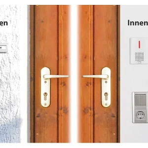 CASAcontrol Funkgong:Funk-Türklingel + 2 Empfänger, Licht & Ton Signal, IPX4, Weiß 9