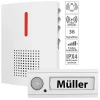 CASAcontrol Funkgong:Funk-Türklingel + 2 Empfänger, Licht & Ton Signal, IPX4, Weiß 59