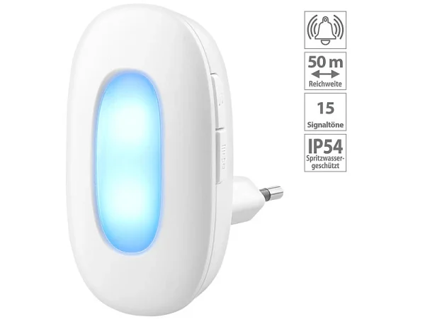 CASAcontrol Lichtklingel Funk:Steckdosen-Funk-Klingel Mit Optischem Signal & Zweitem Empfänger, IP54 17