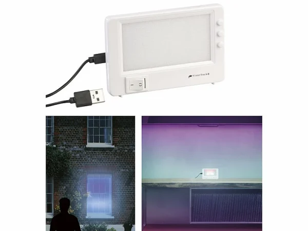 VisorTech Fernsehsimulator:TV-Simulator Zur Einbrecher-Abschreckung, USB-Betrieb, 28 LEDs, 1,5 W 1