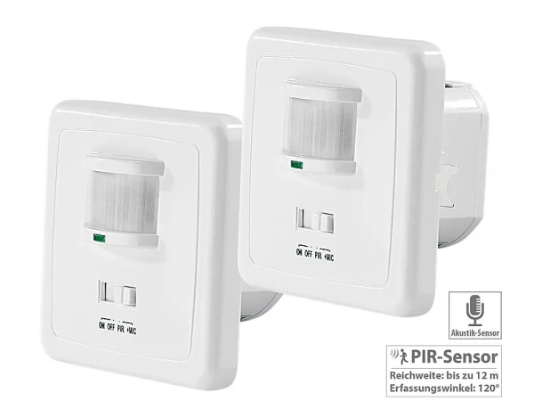 Revolt Klatschschalter 230V:2er-Set Automatische Lichtschalter Mit Bewegungsmelder & Sound-Sensor 1