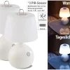 Lunartec Nachttischlampe Kabellos:2er-Set LED-Tischlampe, PIR- & Licht-Sensor, Warm- & Tageslichtweiß 35