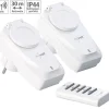 Revolt Funksteckdose Außen:2er-Set Outdoor-Funksteckdosen Mit Fernbedienung, IP44, Bis 3.680 Watt 7