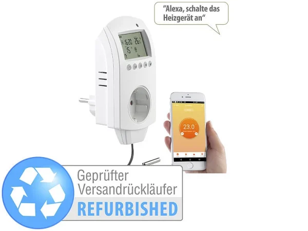 Revolt Thermostat Alexa:WLAN-Steckdosen-Thermostat Für Heizgeräte, App, Versandrückläufer 1