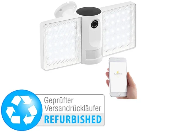 VisorTech IP-Cam:Full-HD-IP-Überwachungskamera, LED-Strahler, Versandrückläufer 1