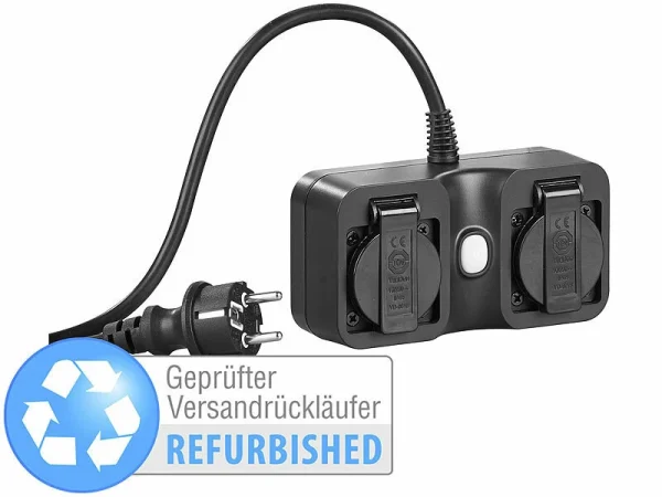 Luminea Home Control Amazon Alexa Steckdosen:2-fach-WLAN-Outdoor-Steckdosenleiste, App, Versandrückläufer 1