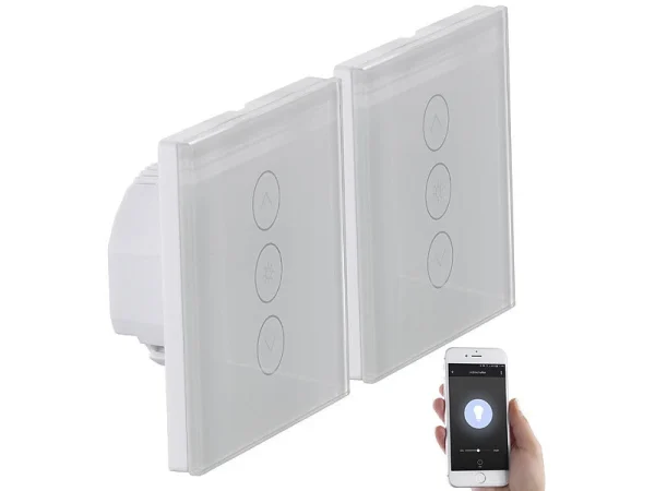 Luminea Home Control Smart Home Lichtschalter:2er-Set Touch-Lichtschalter & Dimmer, Für Alexa & Google Assistant 3