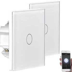 Luminea Home Control Wechselschalter:2er-Set Touch-WLAN-Lichtschalter, Für Siri, Alexa & Google Assistant 15