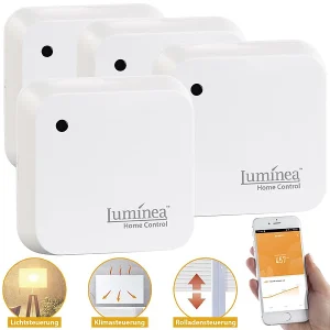 Luminea Home Control Lichtsensor Alexa:4er-Set Wetterfeste WLAN-Licht- & Dämmerungs-Sensoren Mit App, IP55 16