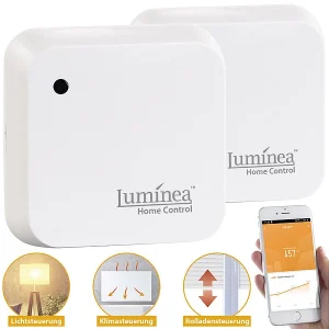 Luminea Home Control Sonnensensor:2er-Set Wetterfeste WLAN-Licht- & Dämmerungs-Sensoren Mit App, IP55 16