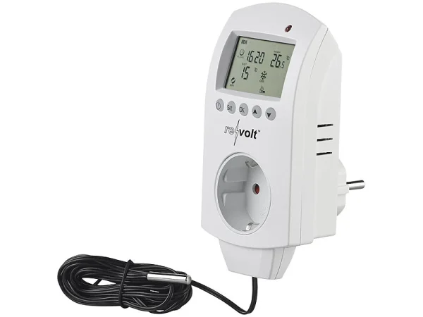 Revolt Thermoschalter:2er-Set Digitale Steckdosen-Thermostate Für Klimageräte, Sensor, 3680W 6