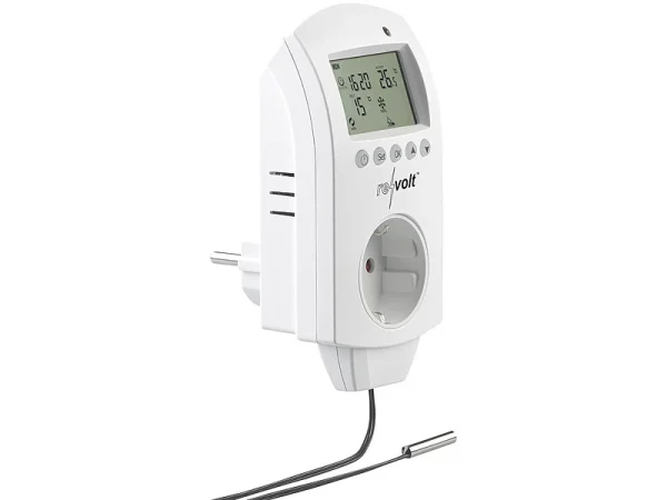 Revolt Thermoschalter:2er-Set Digitale Steckdosen-Thermostate Für Klimageräte, Sensor, 3680W 5