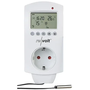 Revolt Thermoschalter:2er-Set Digitale Steckdosen-Thermostate Für Klimageräte, Sensor, 3680W 10