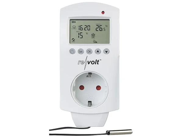 Revolt Thermoschalter:2er-Set Digitale Steckdosen-Thermostate Für Klimageräte, Sensor, 3680W 3