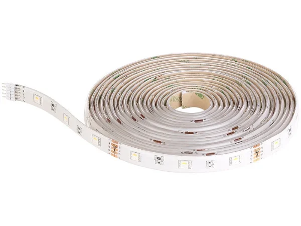 Luminea Alexa LED Streifen:RGBW-LED-Streifen-Erweiterung LAX-515, 5 M, 840 Lm, Warmweiß, IP44 3