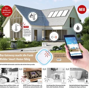 VisorTech CO Melder Vernetzbar:Vernetzbarer Funk-Kohlenmonoxidmelder Für Warnsystem WMS-250, Bis 100m 12