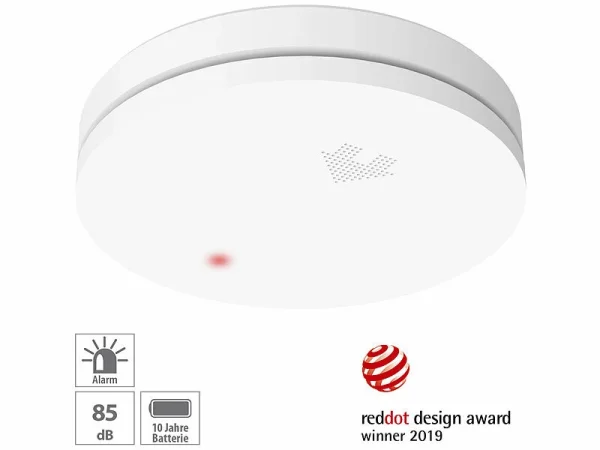 VisorTech Rauchmelder VdS 10 Jahre:Fotoelektrischer Rauchmelder, 10-J.-Batterie, VDS, Red Dot, Superslim 1