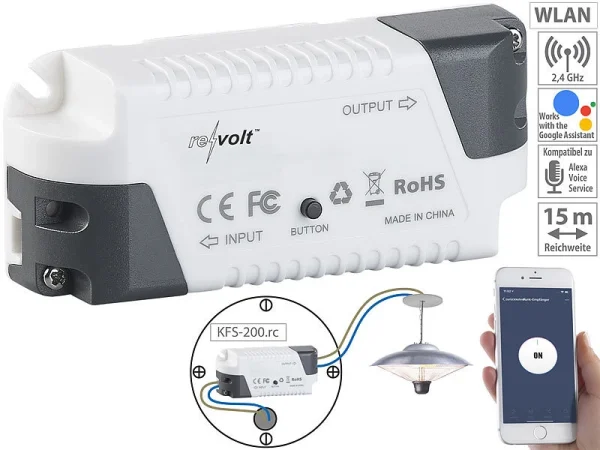 Revolt Smart-Switch Alexa:3er-Set Funk-Empfänger KFS-200.rc, Amazon Alexa & Google Assistant 6