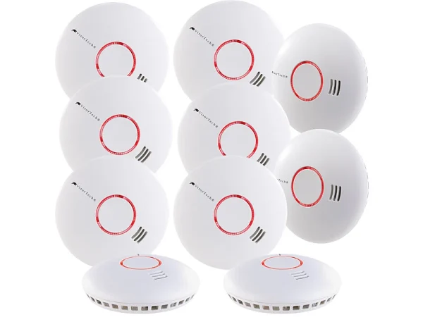 VisorTech WLAN Rauchmelder:10er-Set WLAN-Rauch- & Hitzemelder Mit Weltweiter App-Benachrichtigung 4