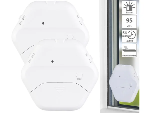 VisorTech Glasbruchsensor:8er-Set Extradünne Glasbruchmelder, 2 Stufen, 95 DB, 54 Monate 5