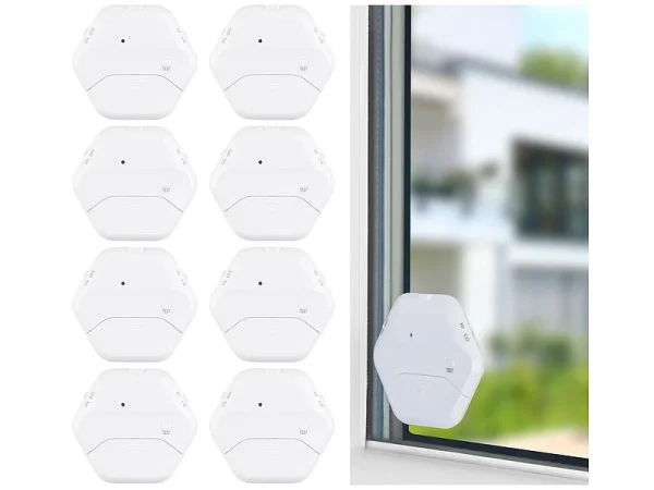 VisorTech Glasbruchsensor:8er-Set Extradünne Glasbruchmelder, 2 Stufen, 95 DB, 54 Monate 3