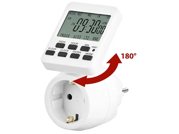 Revolt Zeitschalt-Uhren:4er-Set Digitale Zeitschaltuhren Mit 180° Rotierbarem LCD-Display 4