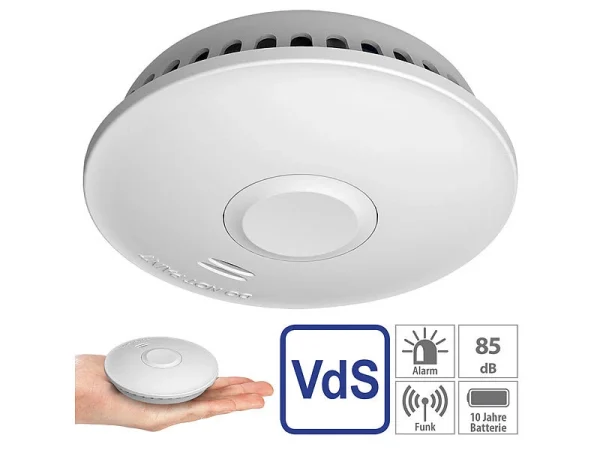 VisorTech Rauchmelder Brandschutz:5er-Set Vernetzbare Funk-Rauchmelder, 85 DB, VdS, 10-J.-Batterie 12