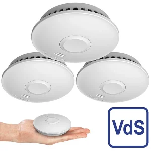VisorTech Feuermelder Funk:3er-Set Vernetzbare Funk-Rauchmelder, 85 DB, VdS, 10-J.-Batterie 21