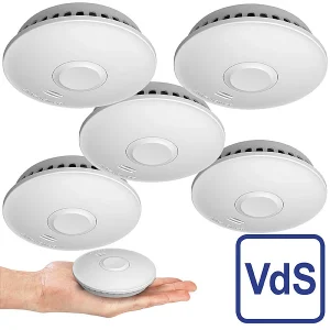 VisorTech Rauchmelder Brandschutz:5er-Set Vernetzbare Funk-Rauchmelder, 85 DB, VdS, 10-J.-Batterie 19