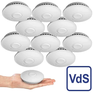 VisorTech Vernetzte Rauchmelder:10er-Set Vernetzbare Funk-Rauchmelder, 85 DB, VdS, 10-J.-Batterie 21