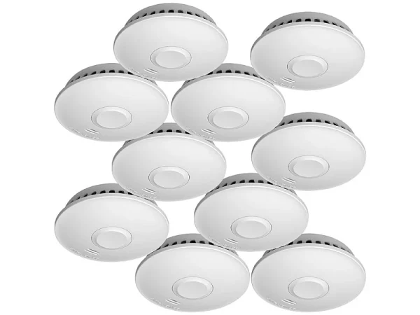 VisorTech Vernetzte Rauchmelder:10er-Set Vernetzbare Funk-Rauchmelder, 85 DB, VdS, 10-J.-Batterie 4