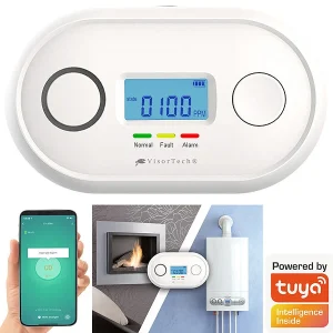 VisorTech Kohlenmonoxid Warner:WLAN-Kohlenmonoxid-Melder, LCD-Display, App, 85dB, Gem. DIN EN 50291-1 19