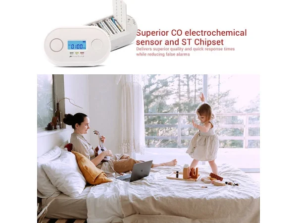 VisorTech Kohlenmonoxid Warner:WLAN-Kohlenmonoxid-Melder, LCD-Display, App, 85dB, Gem. DIN EN 50291-1 12