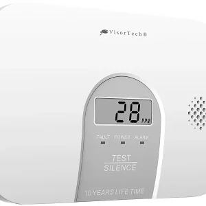 VisorTech CO Messgerät:Kohlenmonoxid-Melder, 10-Jahres-Sensor, Display, 85 DB, EN 50291 15