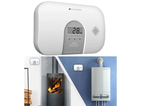 VisorTech CO Messgerät:Kohlenmonoxid-Melder, 10-Jahres-Sensor, Display, 85 DB, EN 50291 3