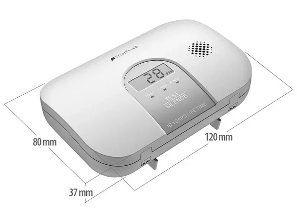 VisorTech CO Messgerät:Kohlenmonoxid-Melder, 10-Jahres-Sensor, Display, 85 DB, EN 50291 7