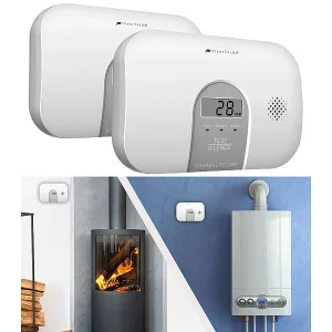 VisorTech CO-Kohlenmonoxid-Melder:2er-Set Kohlenmonoxid-Melder, 10-Jahres-Sensor, 85 DB, EN 50291 17