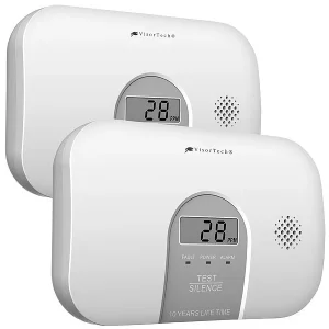 VisorTech CO-Kohlenmonoxid-Melder:2er-Set Kohlenmonoxid-Melder, 10-Jahres-Sensor, 85 DB, EN 50291 19