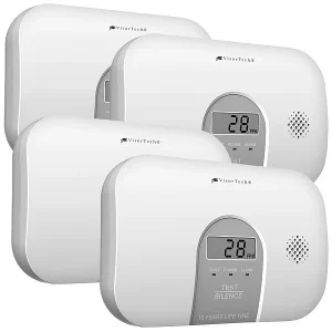 VisorTech Kohlenmonoxid Messgerät:4er-Set Kohlenmonoxid-Melder, 10-Jahres-Sensor, 85 DB, EN 50291 19