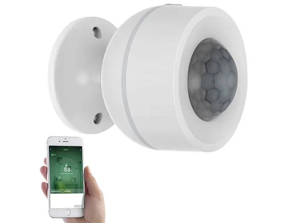 Luminea Home Control WLAN Thermostat:2er-Set WLAN-Bewegungsmelder, Temperatur- & Luftfeuchtigkeits-Sensor 7