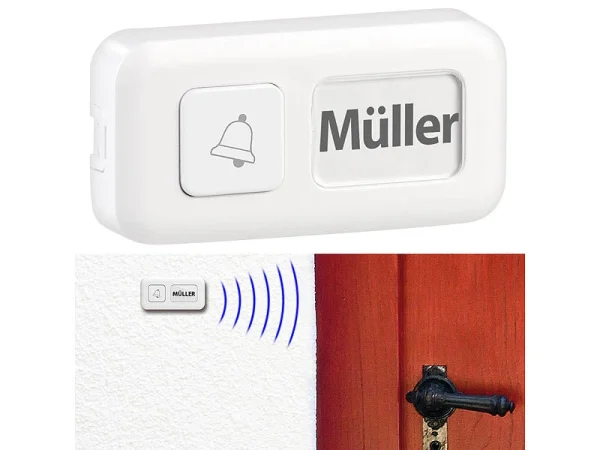 Somikon Klingel:WLAN-Steckdosen-Empfänger & Kinetischer Klingelknopf, App, 100m, 80dB 5