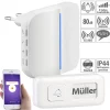 Somikon Klingel:WLAN-Steckdosen-Empfänger & Kinetischer Klingelknopf, App, 100m, 80dB 32