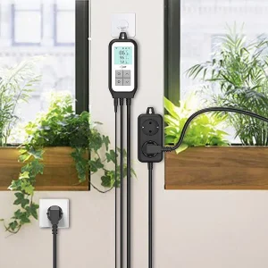Revolt Universal Thermostat:WLAN-Steckdosen-Thermostat Für 2 Geräte, Sensor, App, Sprachsteuerung 16