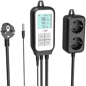 Revolt Universal Thermostat:WLAN-Steckdosen-Thermostat Für 2 Geräte, Sensor, App, Sprachsteuerung 18