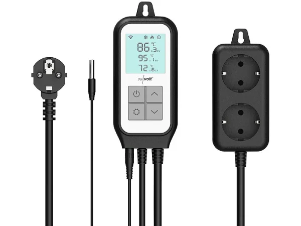 Revolt Universal Thermostat:WLAN-Steckdosen-Thermostat Für 2 Geräte, Sensor, App, Sprachsteuerung 4